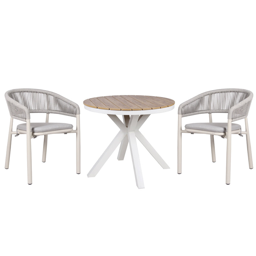 CDT10308-ID 90cm Round Sand White Outdoor Dining Table - Natural