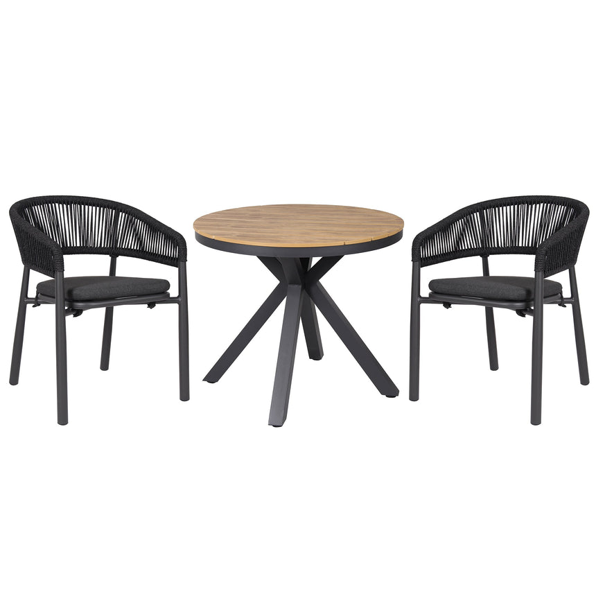 CDT10309-ID 90cm Round Charcoal Outdoor Dining Table - Natural