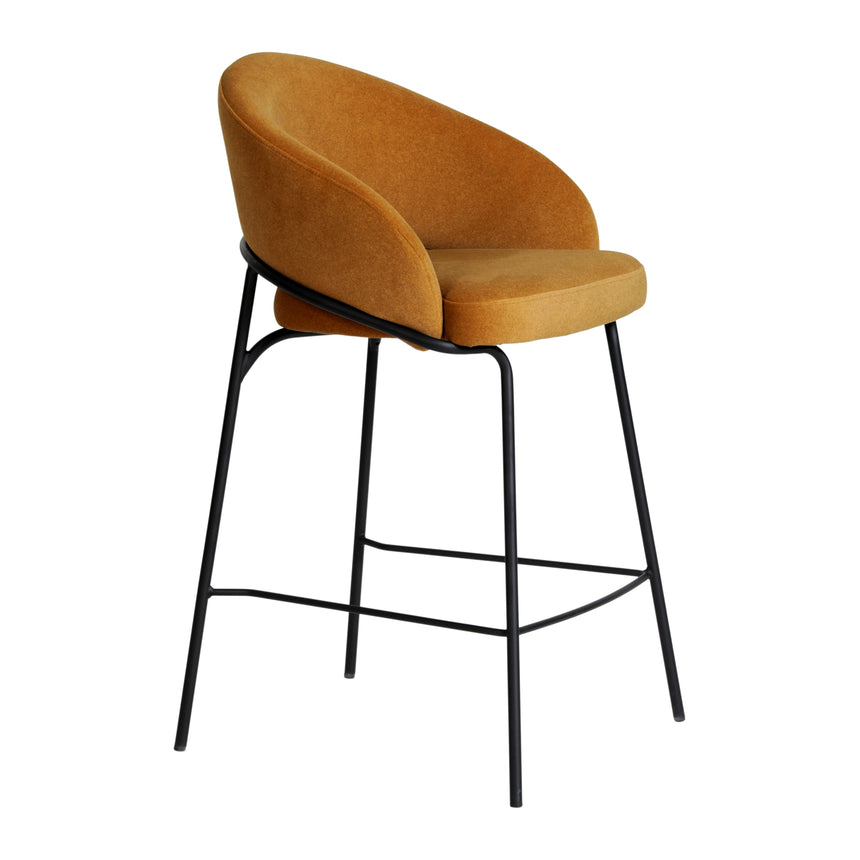 CBS10220-FH Black Bar Stool - Orange Gold Seat