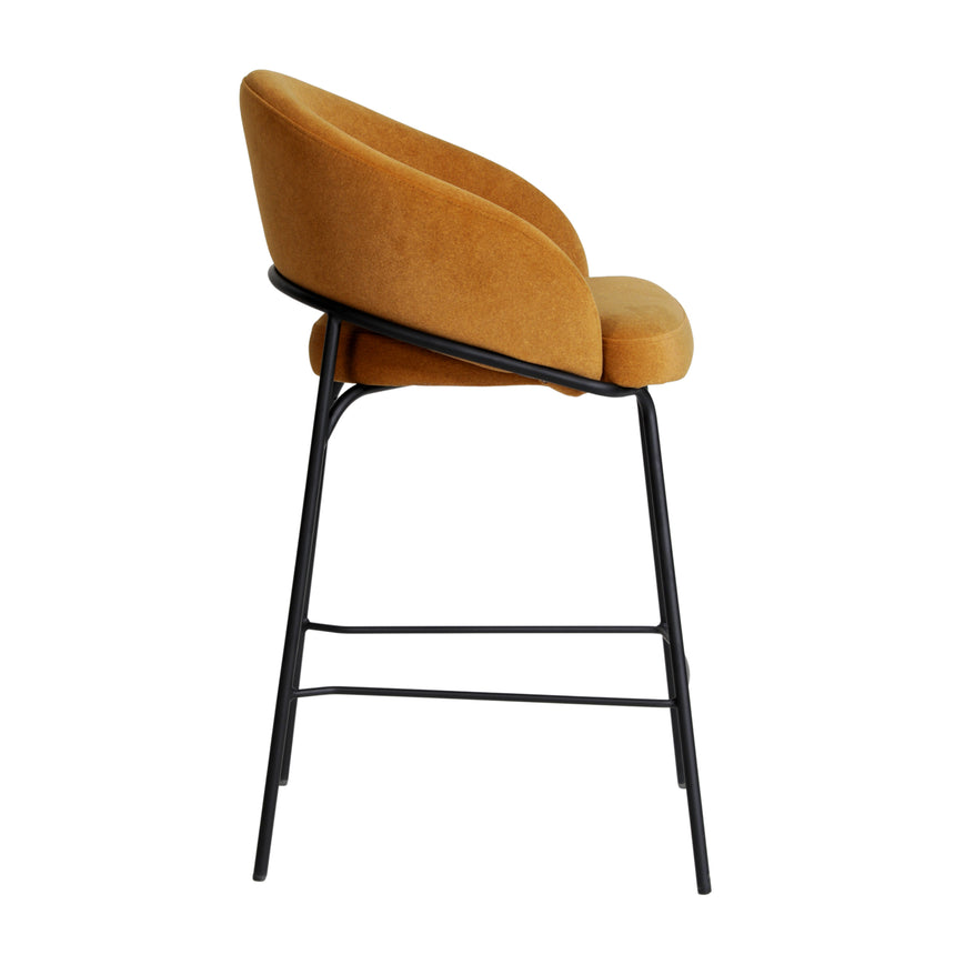 CBS10220-FH Black Bar Stool - Orange Gold Seat