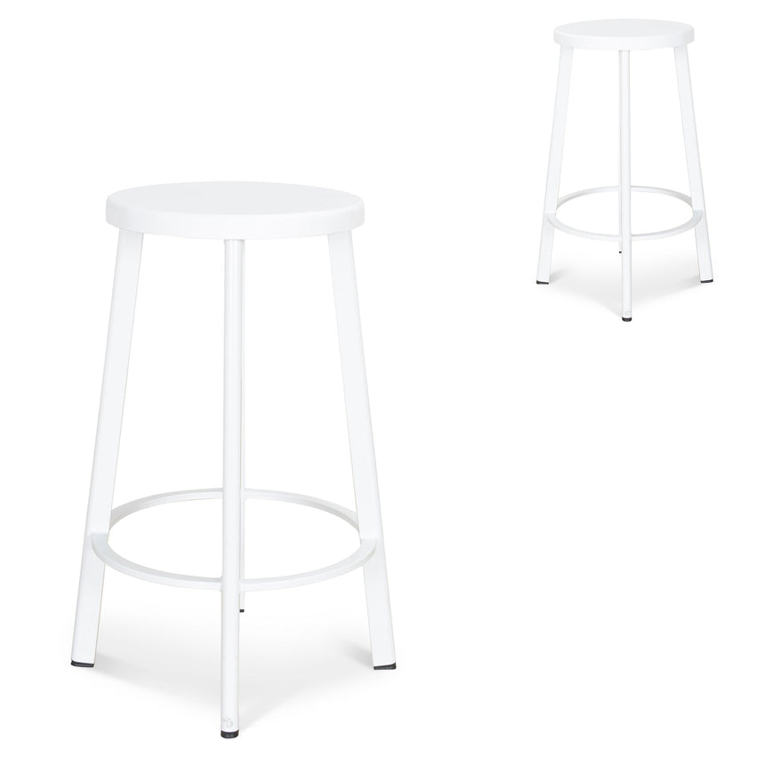 CBS8851 NHx2 65cm Timber Seat Bar Stool White Set of 2