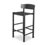 CBS8866-OW 65cm Bar Stool - Full Black with Back Rest