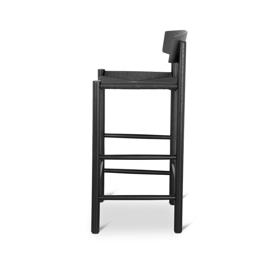 CBS8866-OW 65cm Bar Stool - Full Black with Back Rest