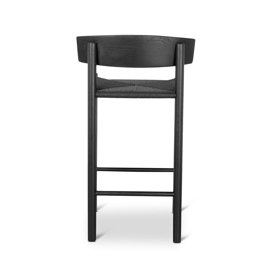 CBS8866-OW 65cm Bar Stool - Full Black with Back Rest