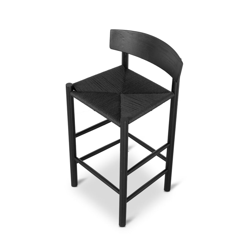 CBS8866-OW 65cm Bar Stool - Full Black with Back Rest