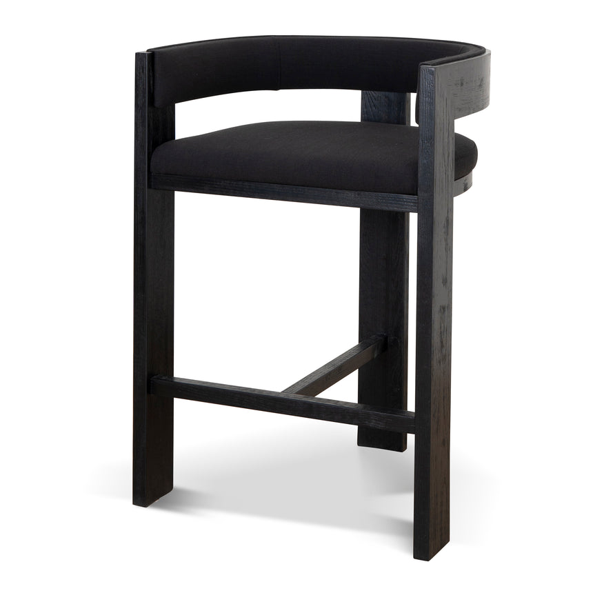 CBS8866-OW 65cm Bar Stool - Full Black with Back Rest