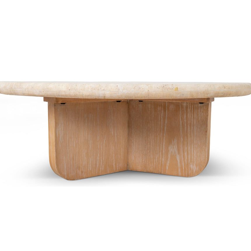 CCF10120-NI 90cm Round Travertine Coffee Table - Natural