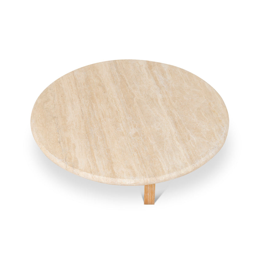 CCF10120-NI 90cm Round Travertine Coffee Table - Natural