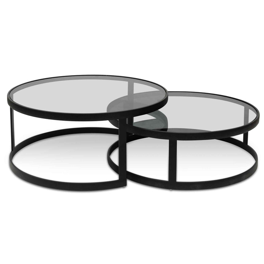 Ex Display - CCF6390-KS Nested Grey Glass Coffee Table - Black Base