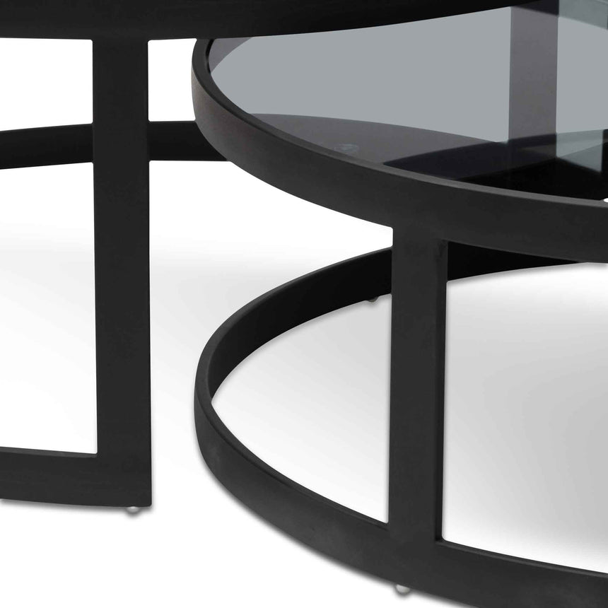 Ex Display - CCF6390-KS Nested Grey Glass Coffee Table - Black Base