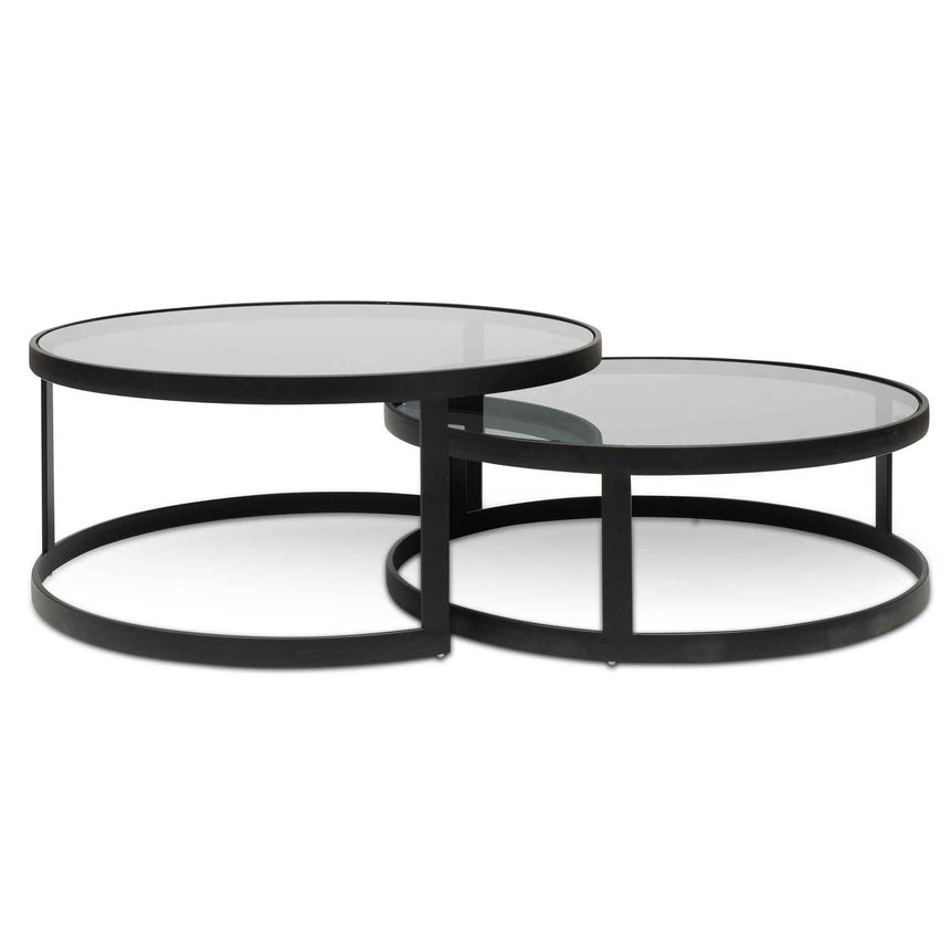 Ex Display - CCF6390-KS Nested Grey Glass Coffee Table - Black Base