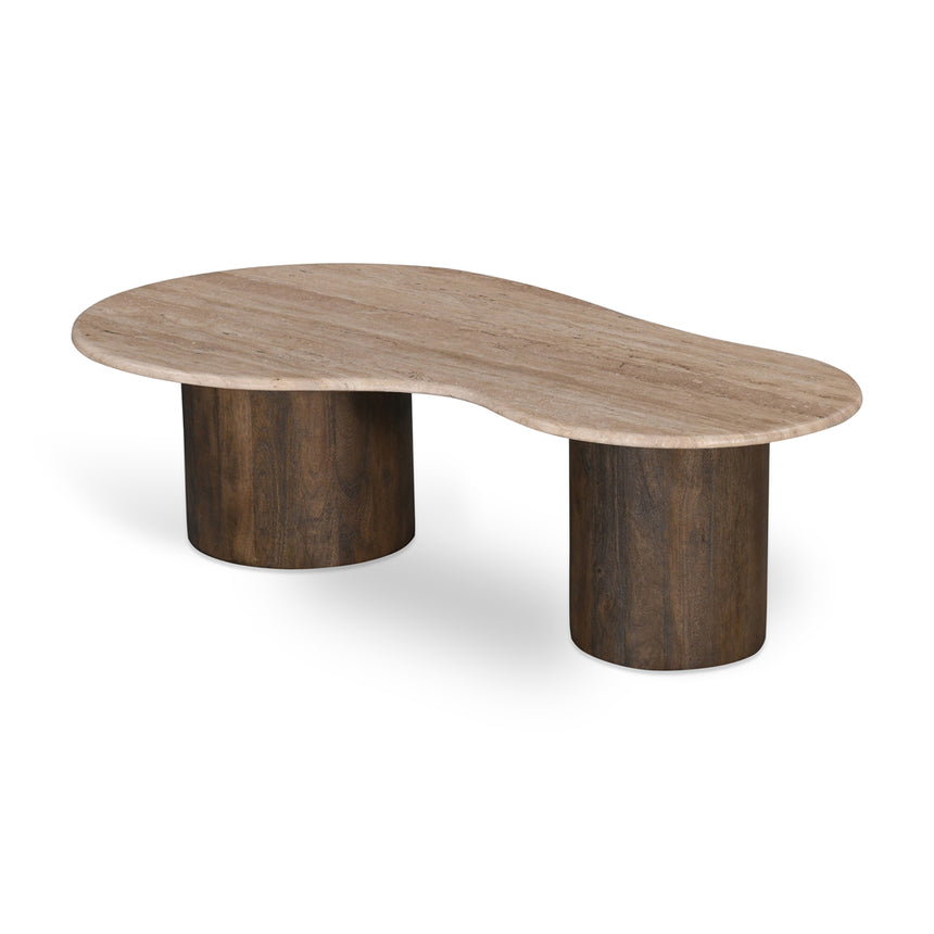 CCF8715-RB 1.2m Travertine Top Coffee Table - Walnut