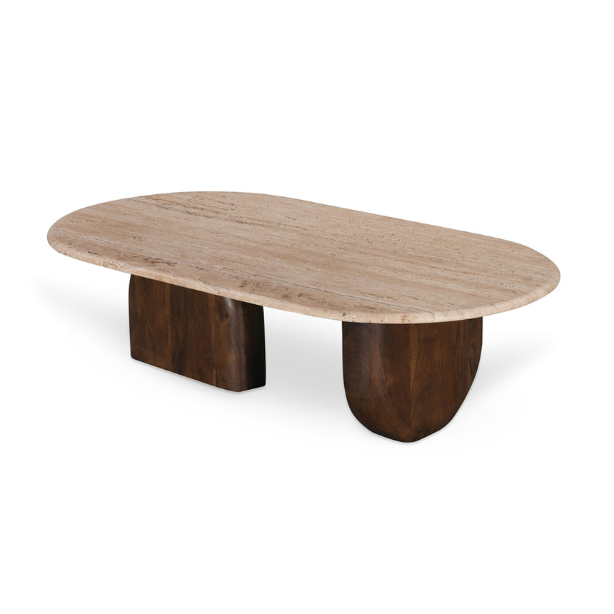 CCF8716-RB 1.2m Travertine Top Oval Coffee Table - Walnut