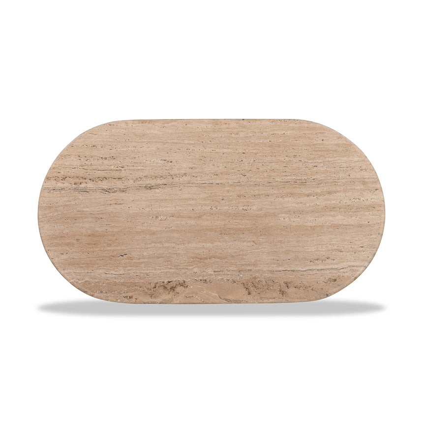 CCF8716-RB 1.2m Travertine Top Oval Coffee Table - Walnut