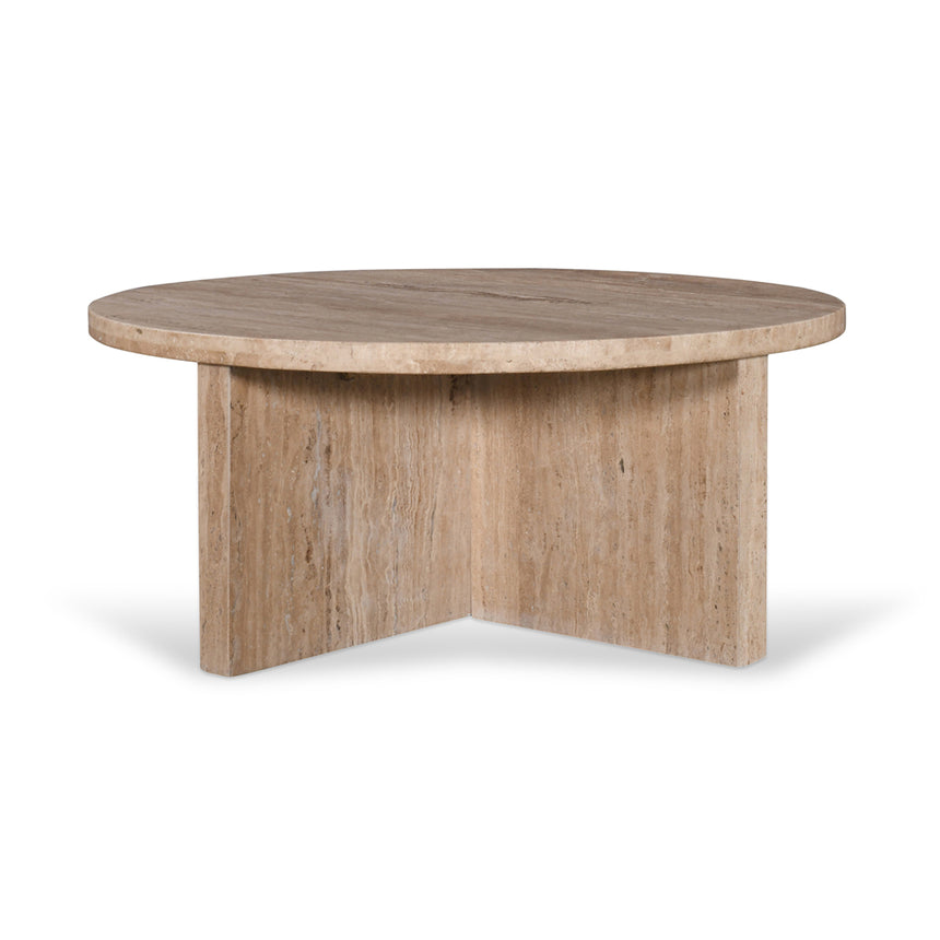 CCF8727-RB 90cm Travertine Top Round Coffee Table