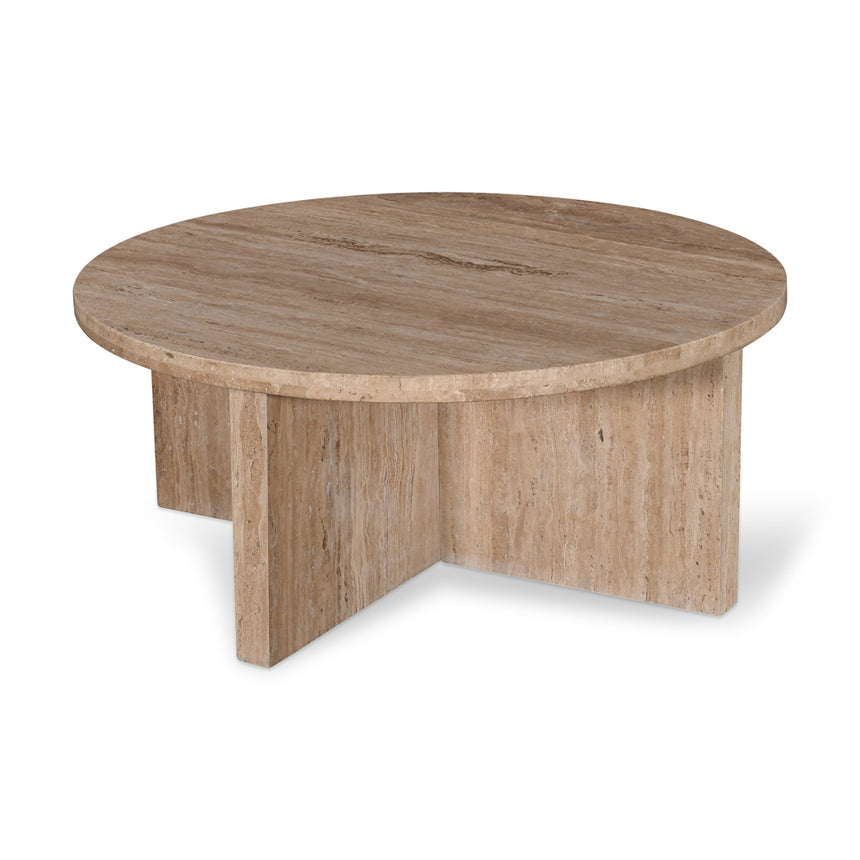 CCF8727-RB 90cm Travertine Top Round Coffee Table