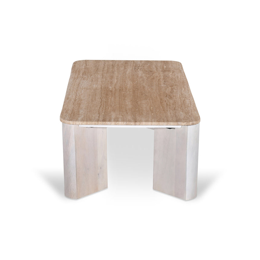 CCF8729-RB 1.2m Travertine Top Coffee Table - White Base