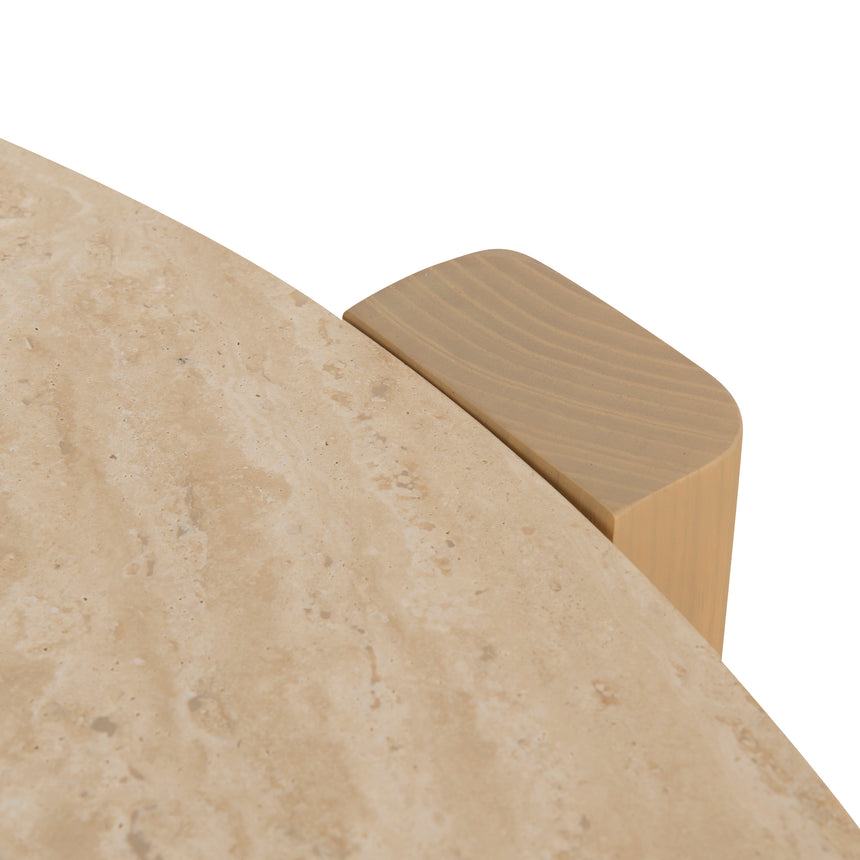 CCF8743-KK Travertine Top Round Nested Table - Creme Ash