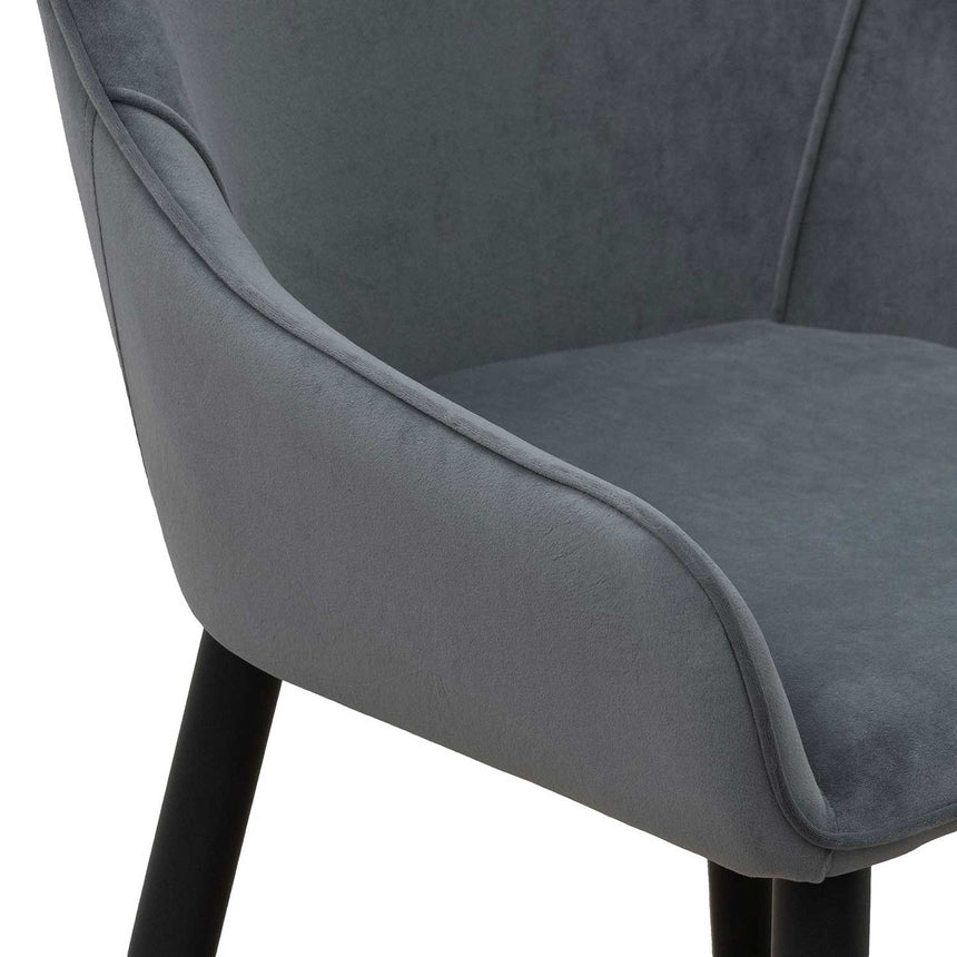 CDC6676-ST Fabric Dining Chair - Grey Velvet in Black Legs (Set of 2)