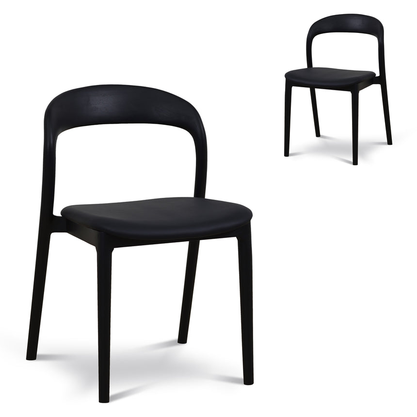 CDC10156-LJ Brown ELM Dining Chair - Black (Set of 2)