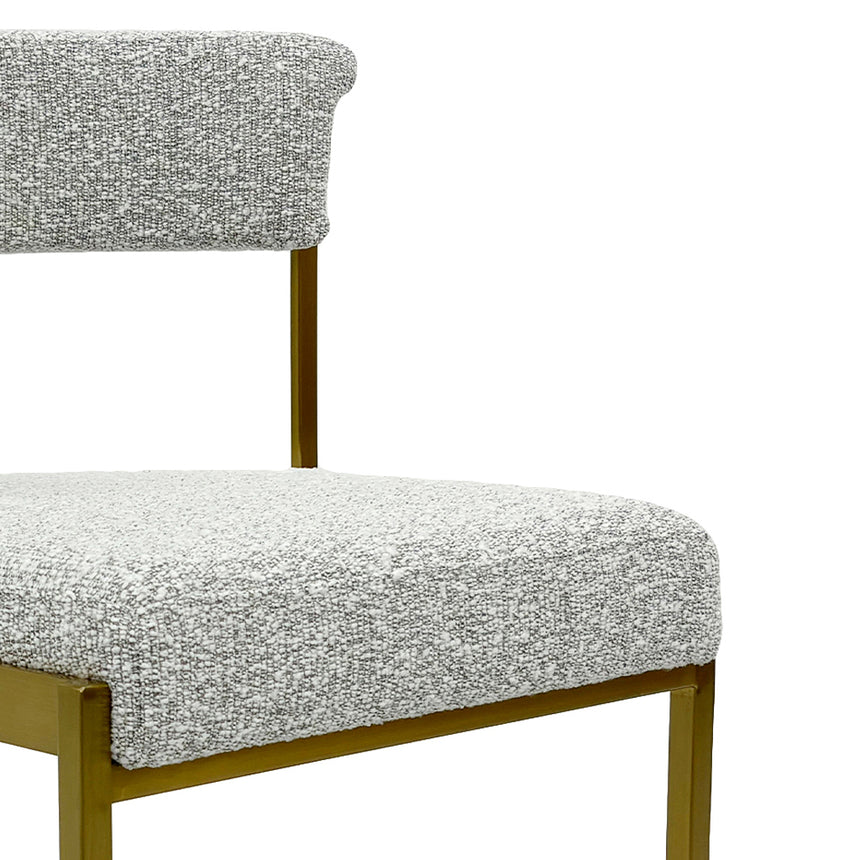 CDC8925-BS Silver Grey Boucle Dining Chair - Golden Base