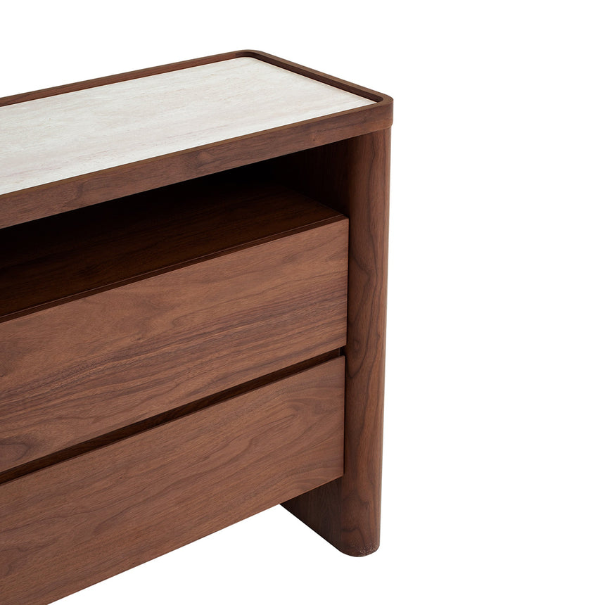 CDT10242-IG Glass Top Chest of Drawer - Walnut