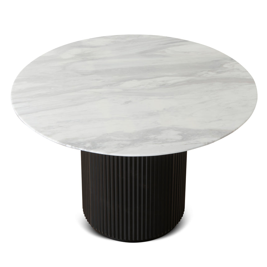 Ex Display - CDT8131-DW 1.2m Round White Marble Dining Table - Black