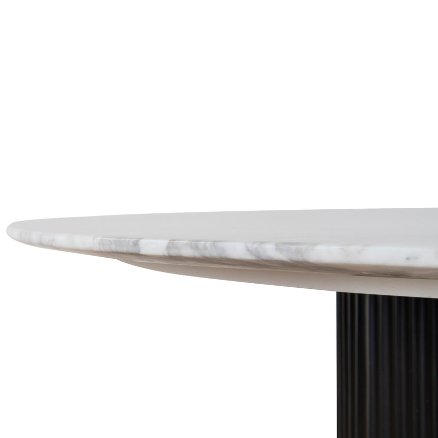 Ex Display - CDT8131-DW 1.2m Round White Marble Dining Table - Black