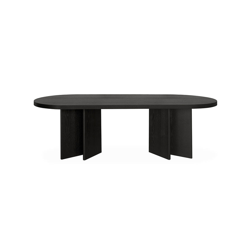 CDT8697-VA 2.4m Pill Shape Dining Table - Textured Espresso Black