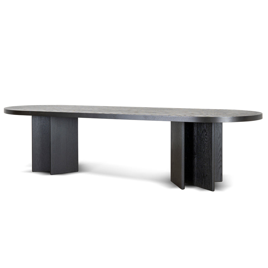 CDT8697-VA 2.4m Pill Shape Dining Table - Textured Espresso Black