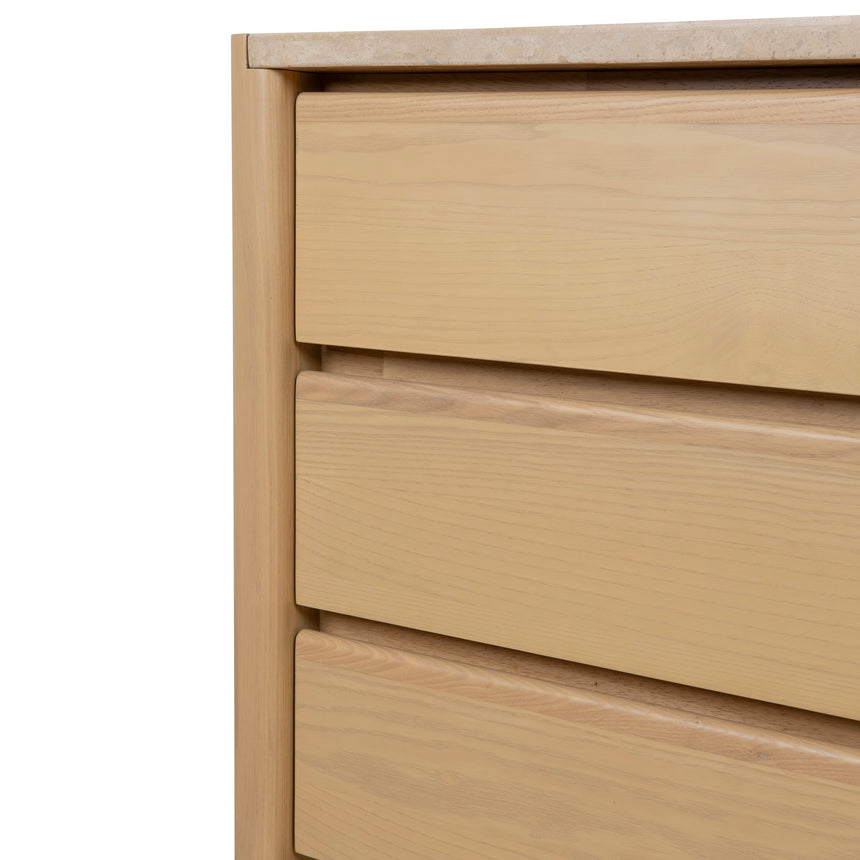 CDT8741-KK 160m Travertine Chest of Drawers - Creme Ash