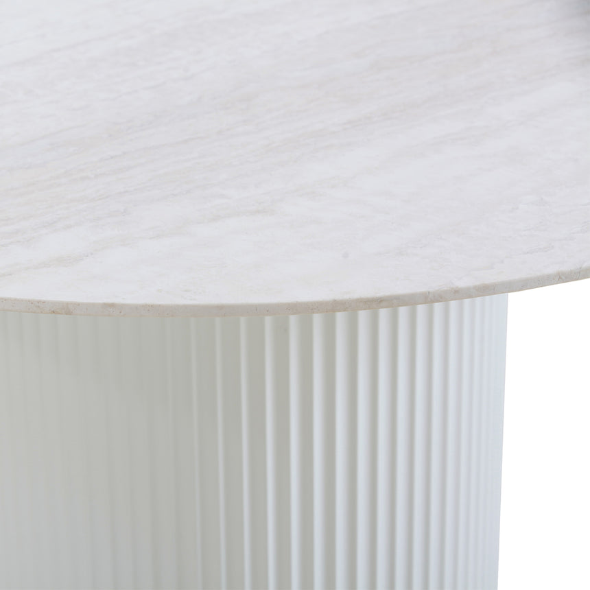 CDT8945-DW 1.2m Round Travertine Dining Table - White