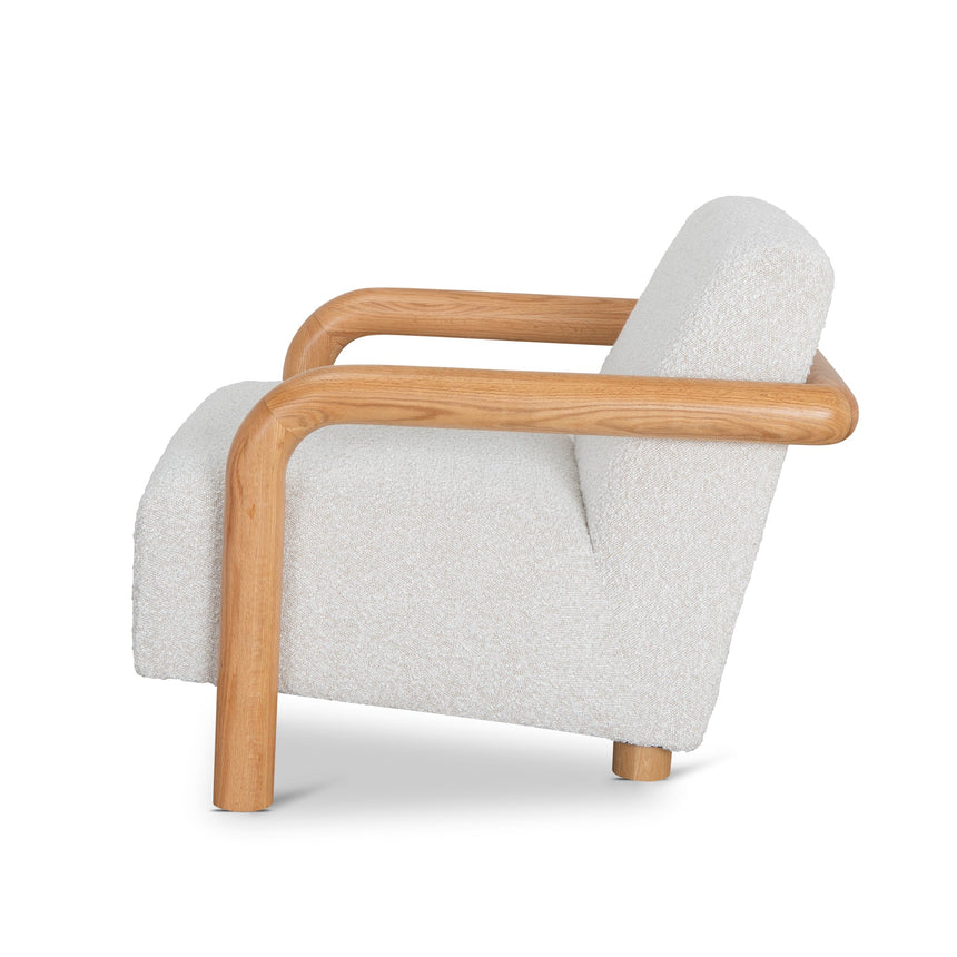 CLC10144-MY Off White Boucle Armchair - Natural Oak