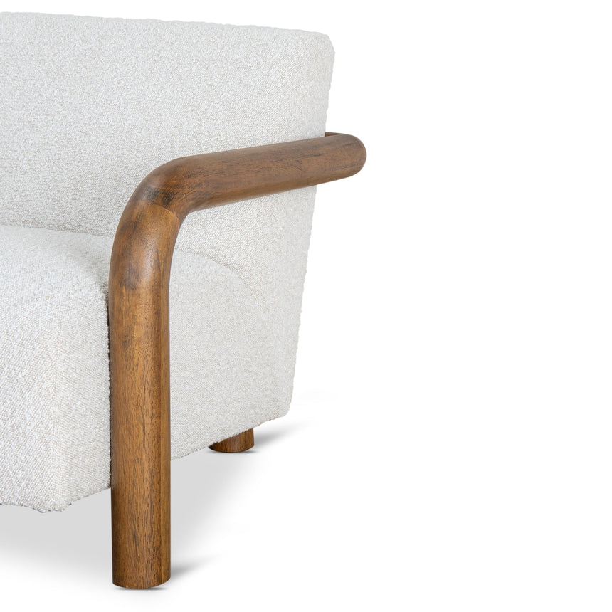 CLC10145-MY Off White Boucle Armchair - Dark Natural