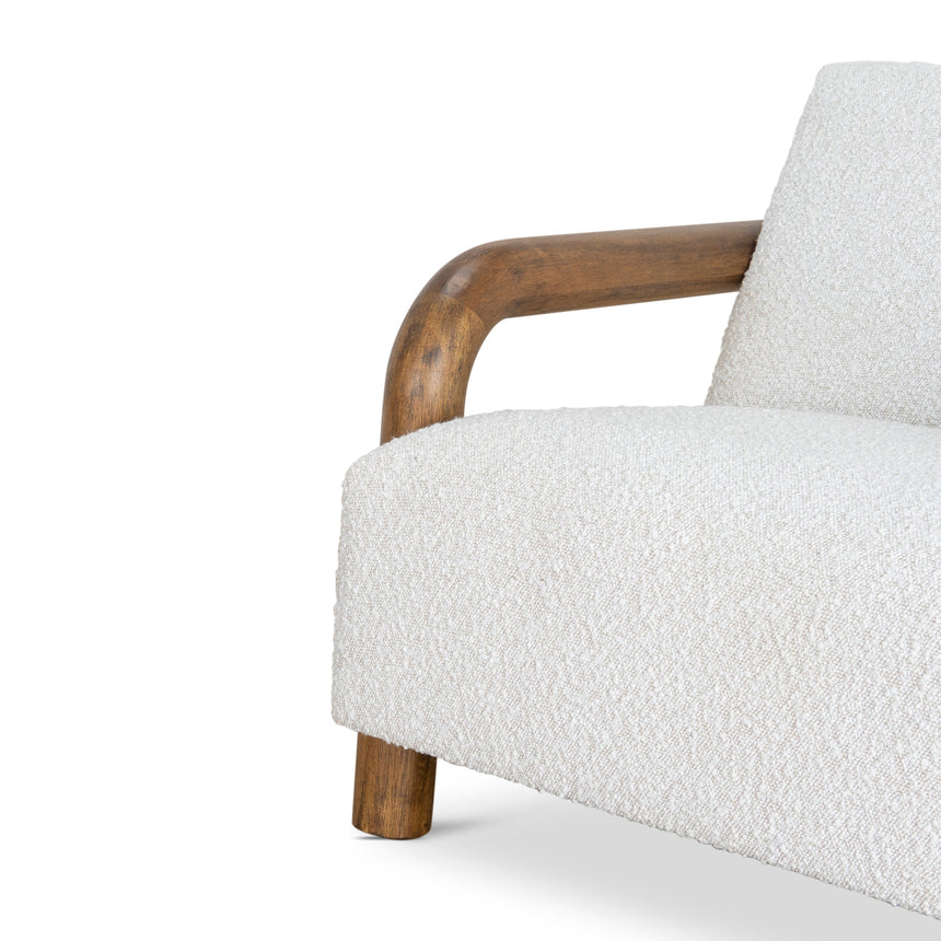 CLC10145-MY Off White Boucle Armchair - Dark Natural