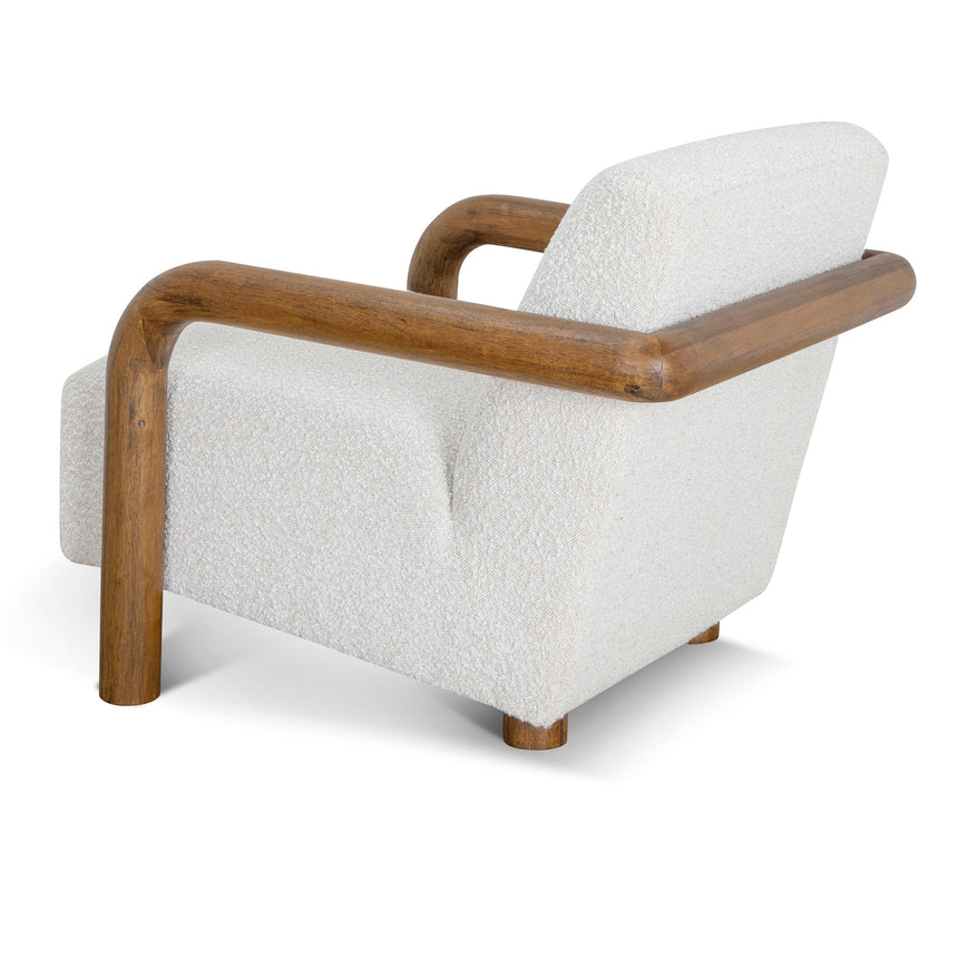 CLC10145-MY Off White Boucle Armchair - Dark Natural