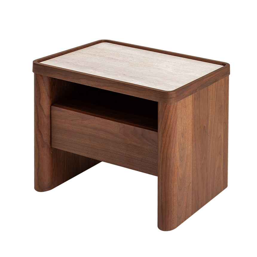 CST10241-IG Glass Top Bedside Table - Walnut