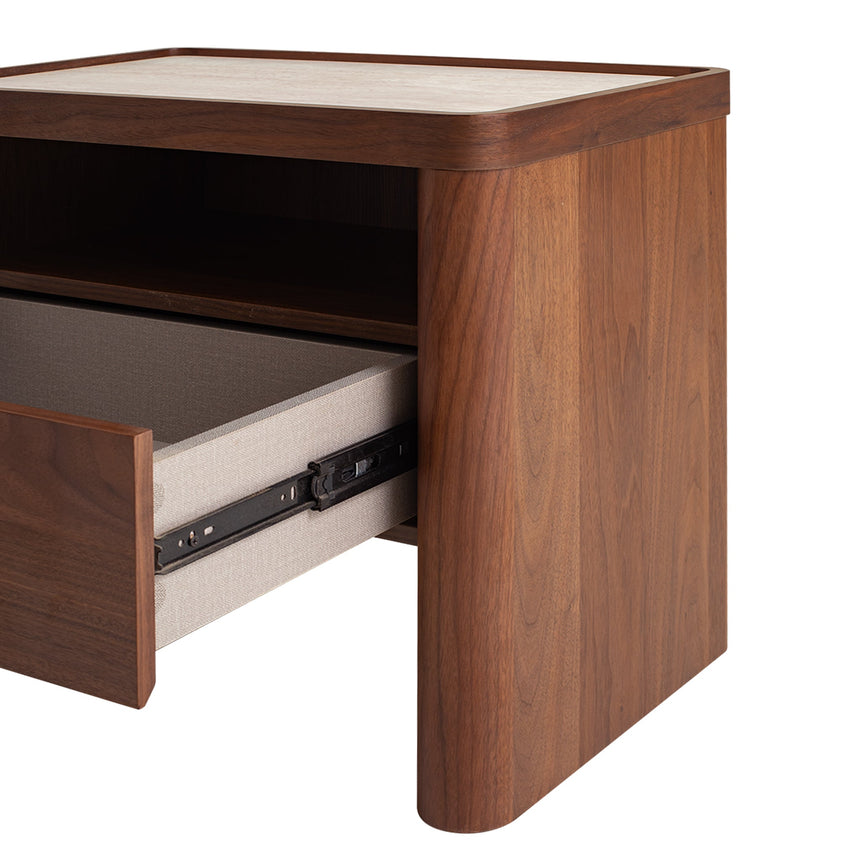 CST10241-IG Glass Top Bedside Table - Walnut