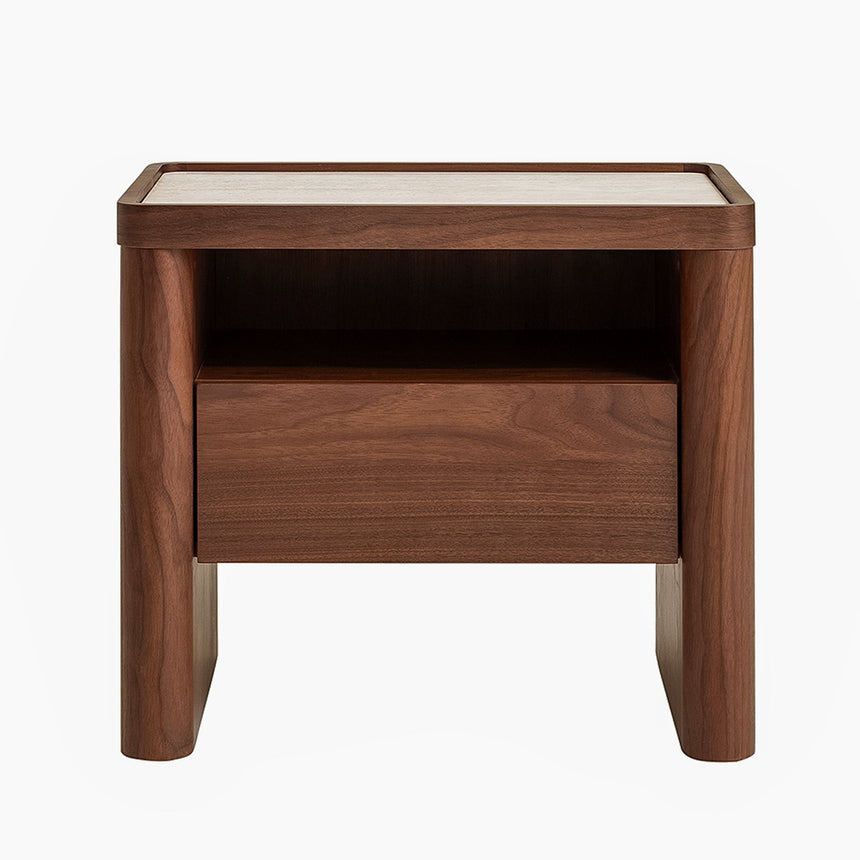 CST10241-IG Glass Top Bedside Table - Walnut