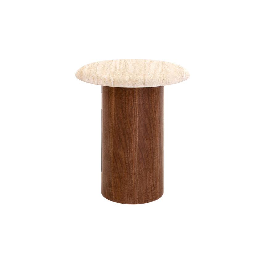 CST10253-IG Walnut Side Table - Stone Look Beige