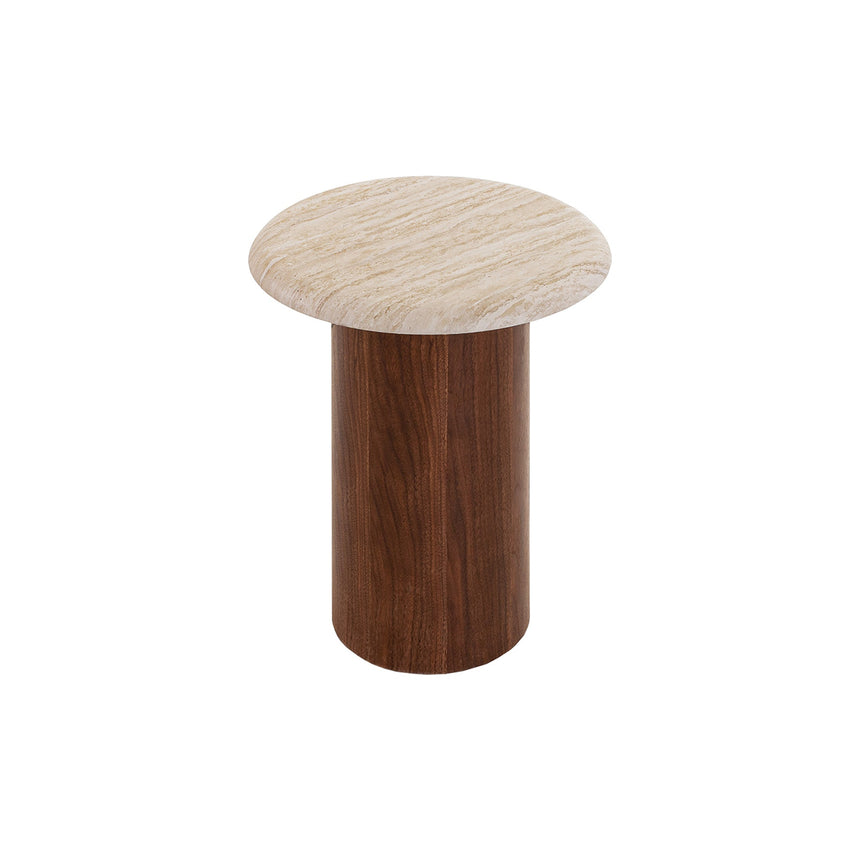 CST10253-IG Walnut Side Table - Stone Look Beige