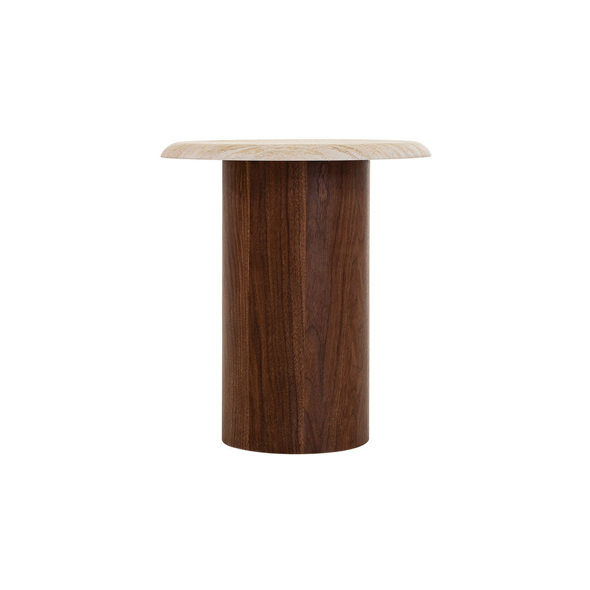 CST10253-IG Walnut Side Table - Stone Look Beige