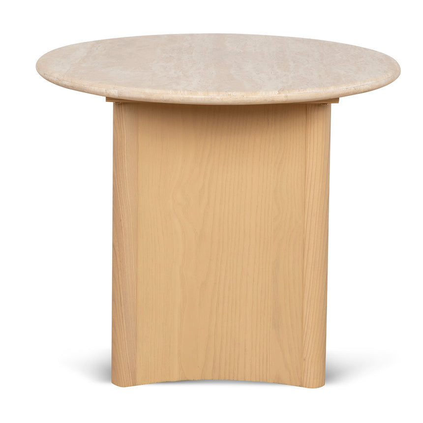 CST8740-KK 60cm Travertine Top Side Table - Creme Ash