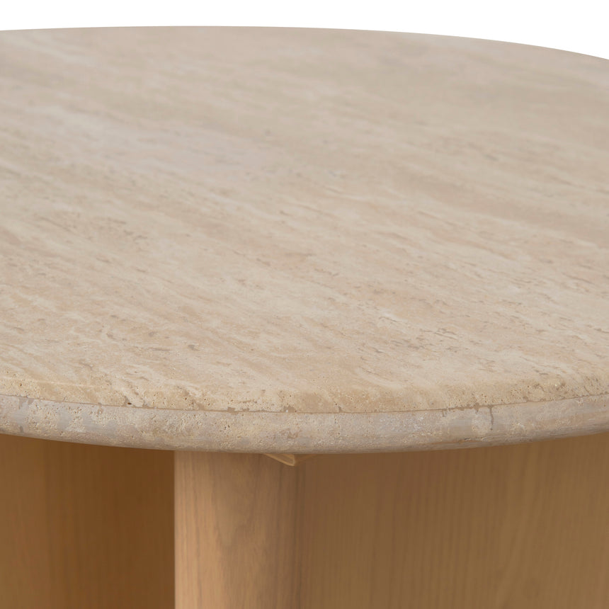 CST8740-KK 60cm Travertine Top Side Table - Creme Ash