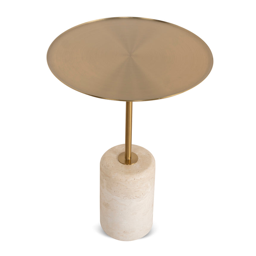 CST8795-NY 45cm Travertine Side Table - Brushed Gold