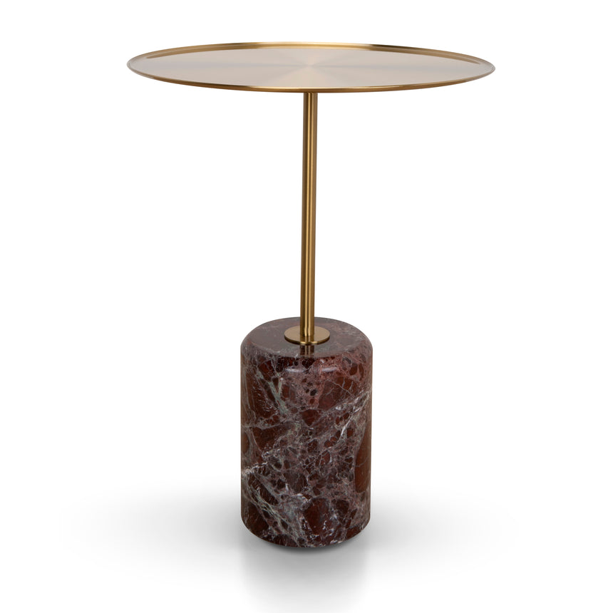 CST8795-NY 45cm Brushed Gold Side Table - Travertine