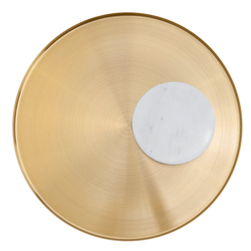 CST8801-NY 40cm Round Brushed Gold Side Table - Marble