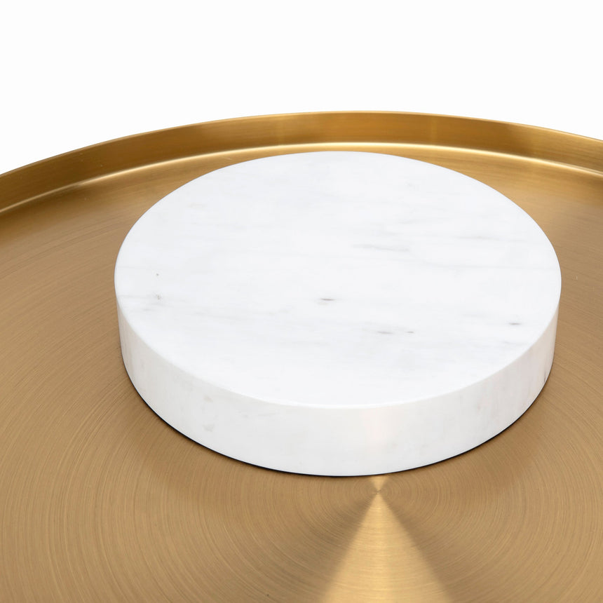 CST8801-NY 40cm Round Brushed Gold Side Table - Marble