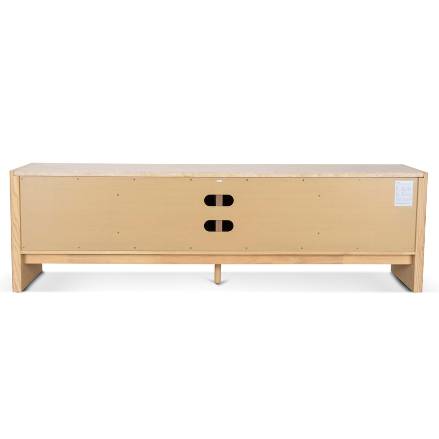 CTV8737-KK 2.1m Travertine Top TV Entertainment Unit - Creme Ash