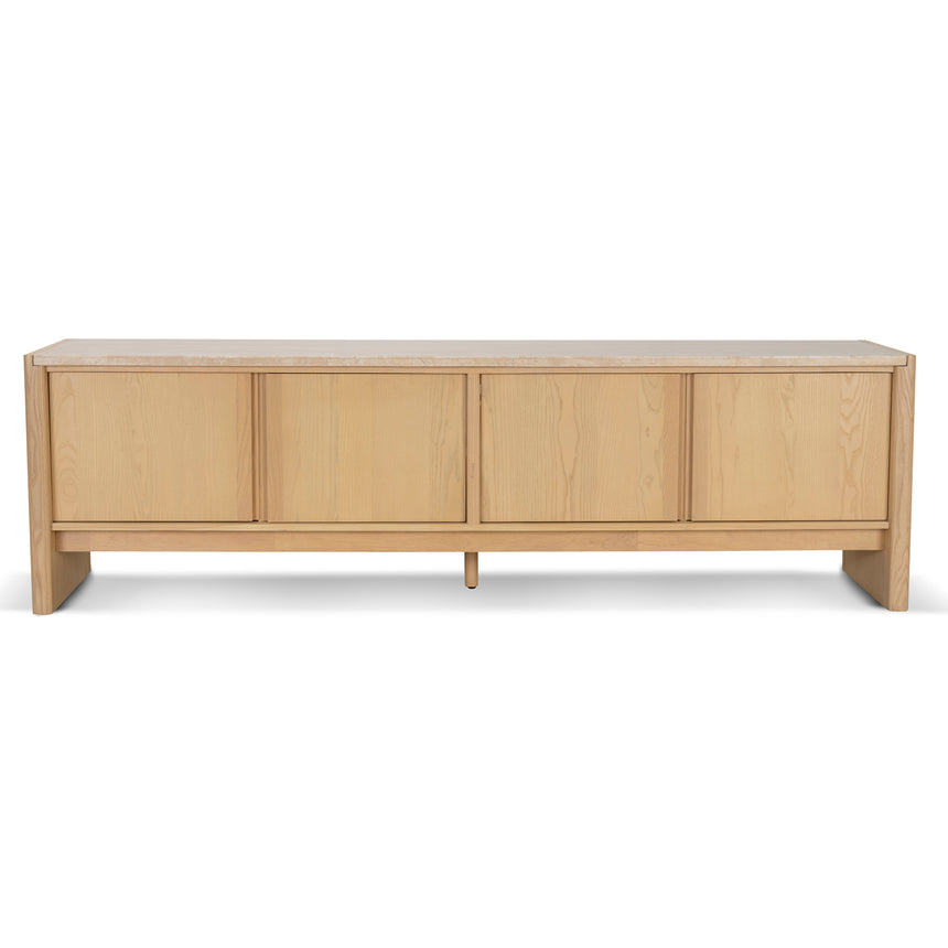 CTV8737-KK 2.1m Travertine Top TV Entertainment Unit - Creme Ash